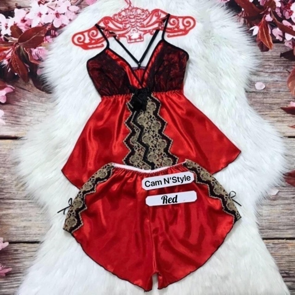 New Satin Silk-Like Pajama Set with Lace​